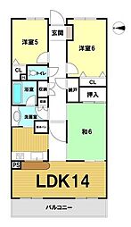 プランヴェール入間武蔵野 3LDKの間取図画像