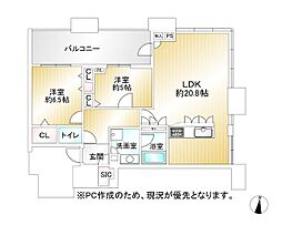 アイランドシティオーシャン&フォレストタワーレジデンスウエスト棟 2LDKの間取図画像