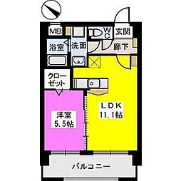 ウエストビレッジ大橋 1LDKの間取図画像