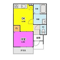 コスモパレス 1DKの間取図画像