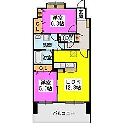 プロスペレー駅前 2LDKの間取図画像