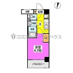 SOL周船寺 1Kの間取図画像
