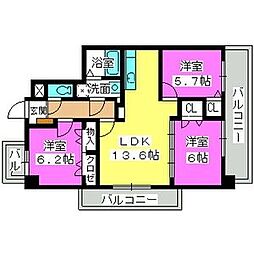 グリーンスクエア 3LDKの間取図画像