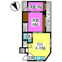 銀水ビル 2DKの間取図画像