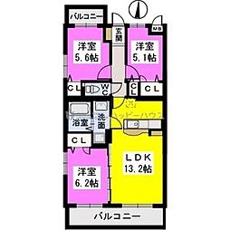 ディアコート須久南 3LDKの間取図画像