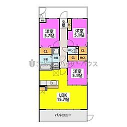 ソシア3 3LDKの間取図画像