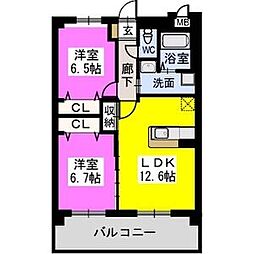 メゾンクレア愛宕南 2LDKの間取図画像