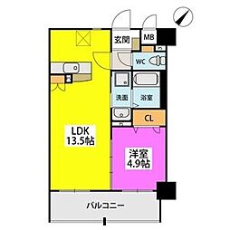 ベルカンパーニュ 1LDKの間取図画像