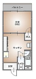 パンデュール弁財天 1DKの間取図画像