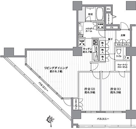 2LDK 間取り