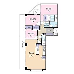 ライオンズガーデン世田谷 3LDKの間取図画像