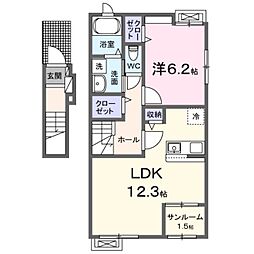 プリマ オランジェ 1LDKの間取図画像