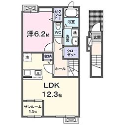 プリマ オランジェ 1LDKの間取図画像