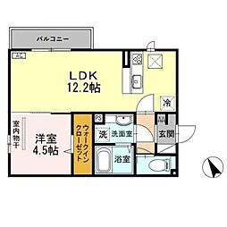 プリムヴェールEAST 1LDKの間取図画像