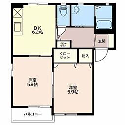 フォーブル直江2 2DKの間取図画像