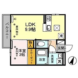 さくらガーデン2 1LDKの間取図画像