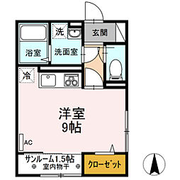 アクシス寺町 ワンルームの間取図画像