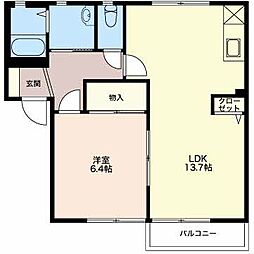 サンハイムヤマト2 1LDKの間取図画像