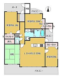 サンシティ殿町 4LDKの間取図画像