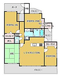 サンシティ殿町 4LDKの間取図画像
