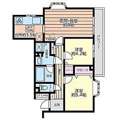 横浜西パーク・ホームズ 2LDKの間取図画像