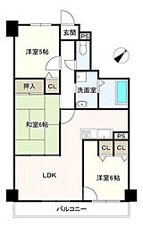 レイクイーストCITY壱番館グレーシィ稲枝西棟 3LDKの間取図画像