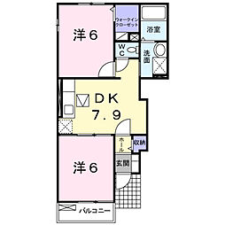 ジェルメコリーヌ 2DKの間取図画像