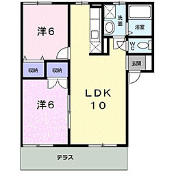 クレストール石川 2LDKの間取図画像