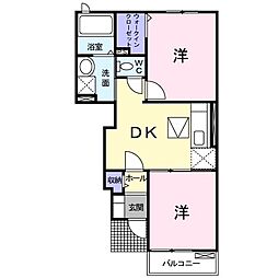 カルムウォルズB 2DKの間取図画像