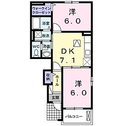 ルピナスB 2DKの間取図画像