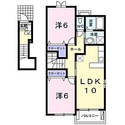 ソレアード 2LDKの間取図画像