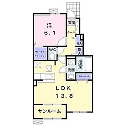 ウイング日出4 1LDKの間取図画像