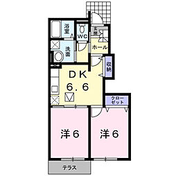 ソレアード 2DKの間取図画像