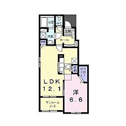 エルアヴェニール曙台 1LDKの間取図画像