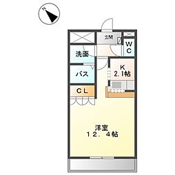 エンカウンター2 1Kの間取図画像
