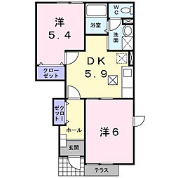 コンフォールコートA 2DKの間取図画像