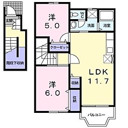 アウローラ・市浜 2LDKの間取図画像