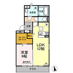 イーストヴィラ・ココ 1LDKの間取図画像