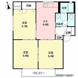 ハイアットセトE 3DKの間取図画像