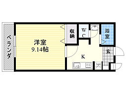 ファルコン王ノ瀬 1Kの間取図画像