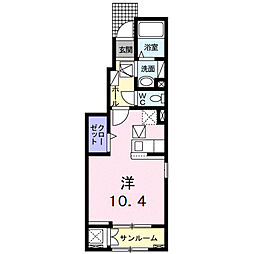 アネット大在B ワンルームの間取図画像