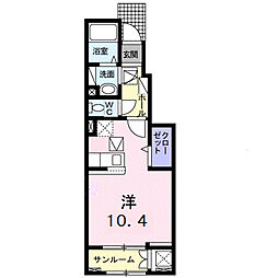 アネット大在B ワンルームの間取図画像
