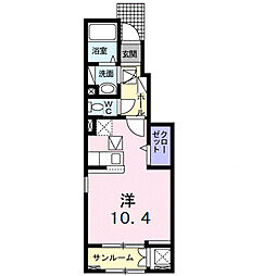 アネット大在B ワンルームの間取図画像