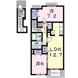カームリーメゾン1 2LDKの間取図画像