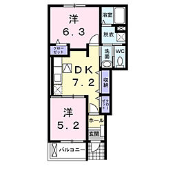 ビサイドアヴェニューB 2DKの間取図画像