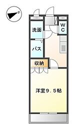 メルヴェール 1Kの間取図画像