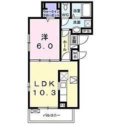 セレーノ須賀 1LDKの間取図画像