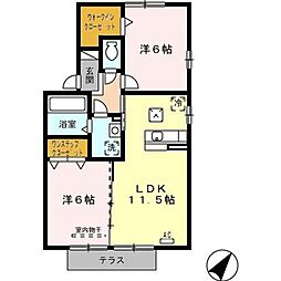 クレールメゾンC 2LDKの間取図画像