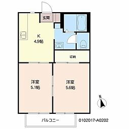 ジュネス 2DKの間取図画像