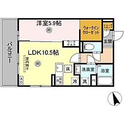 PREMILIFE須賀II 1LDKの間取図画像